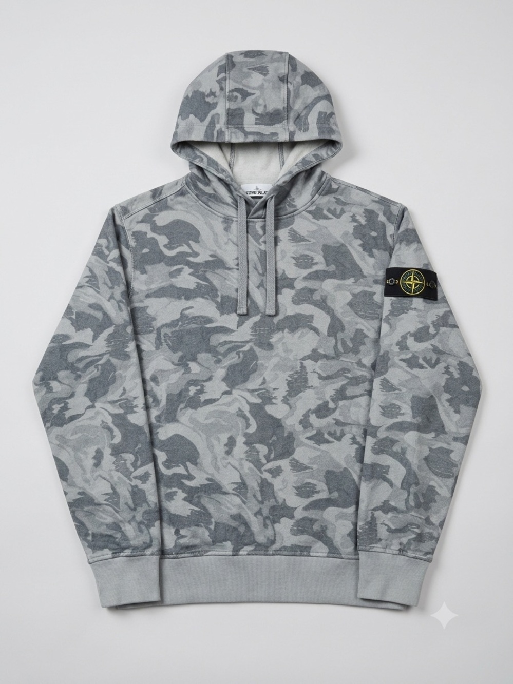 Stone Island Grey Camouflage Crewneck Hoodie